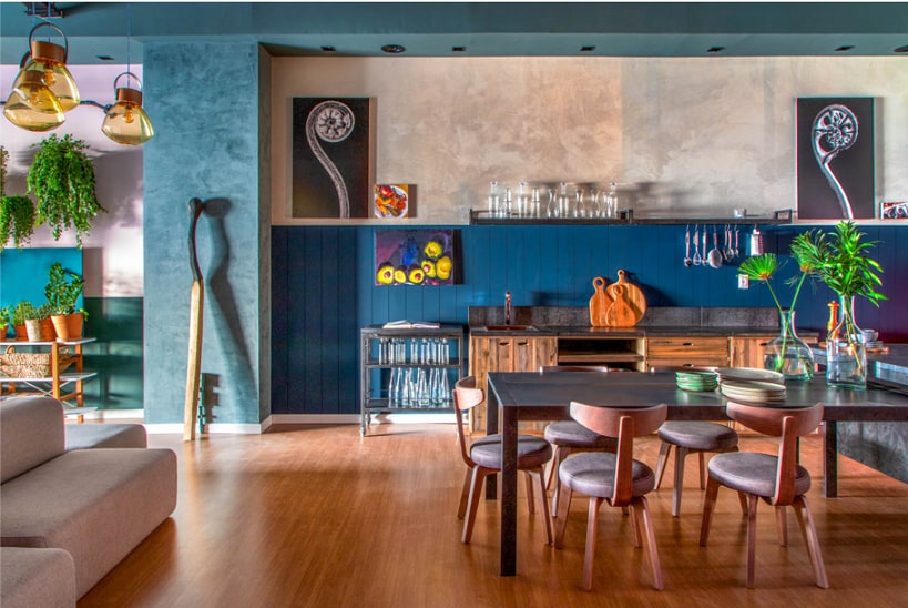 Sala de jantar decorada casacor Rio de Janeiro com parede em tons 15 efeitos