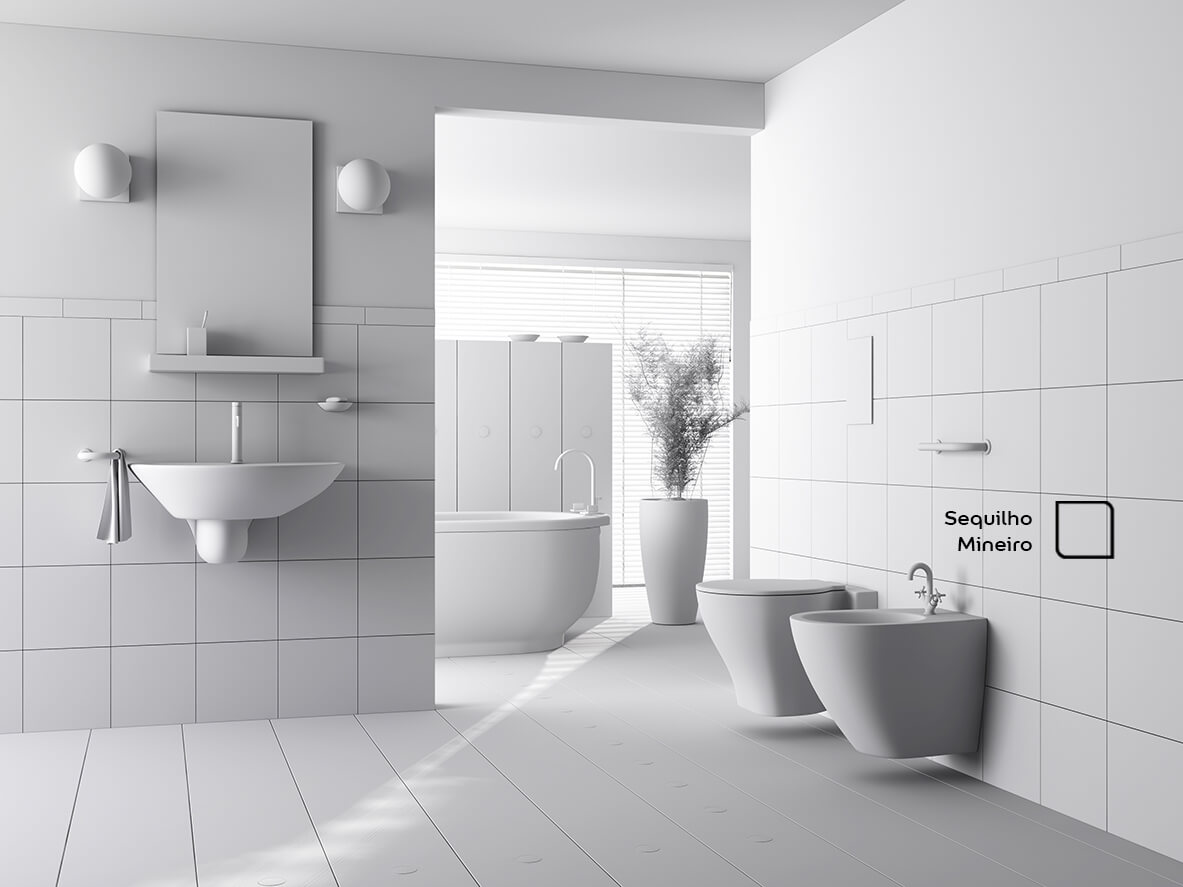 Banheiro renovado com o produto Coral Renova Azulejos & Muito Mais na cor Sequilho Mineiro, esse tom bem clarinho super combinou com as louças brancas.  