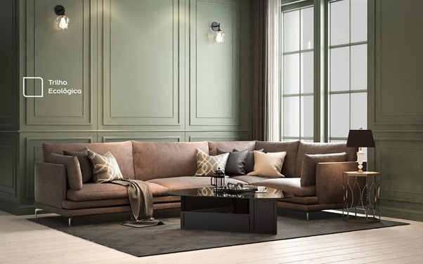 A cartela de verdes é muito utilizada em decoração vintage e afetiva, como nessa sala de estar. O ambiente foi pensando com a cor Trilha Ecológica da Tintas Coral.