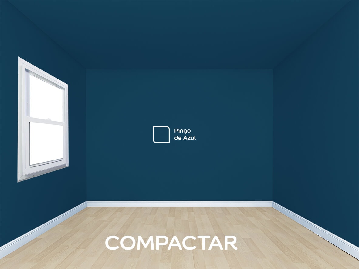 Espaço renovado com todas as paredes escuras dá a ideia de compactação no ambiente. No teto e parede foi utilizado a cor Pingo de Azul da Tintas Coral.