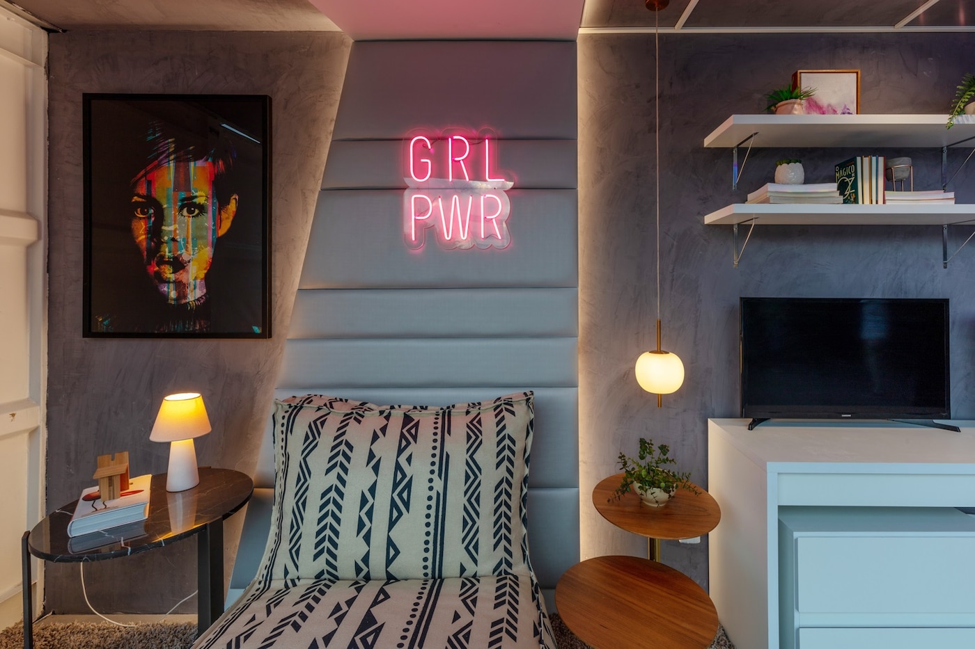 Quarto decorado com paredes Tintas Coral casacor 2020.