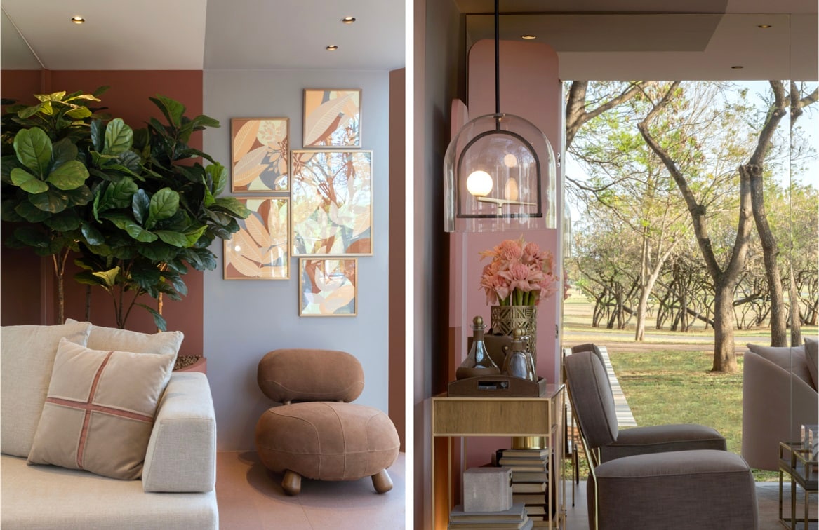 Sala decorada com paredes Tintas Coral casacor 2020 Brasília.