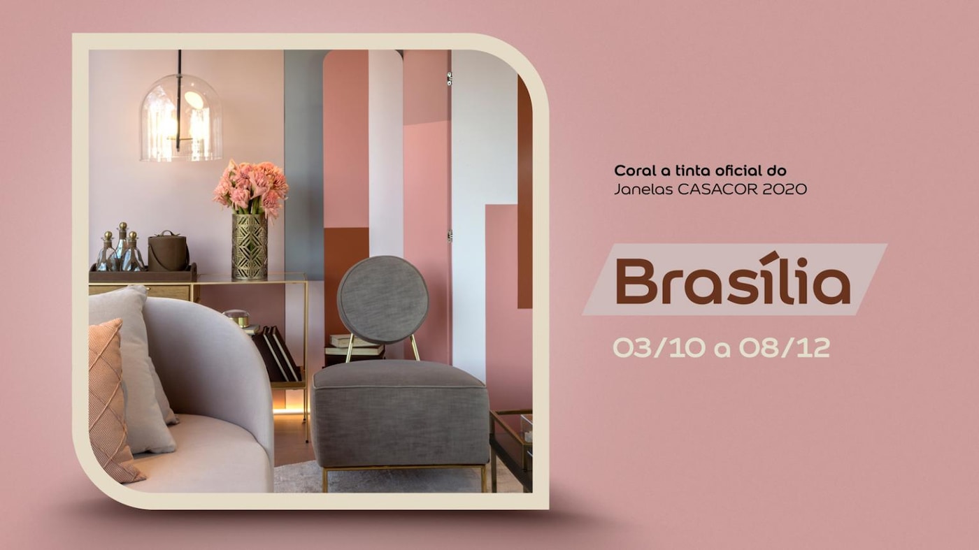 Banner de capa Coral a tinta oficial do janelas casacor 2020 Brasília.