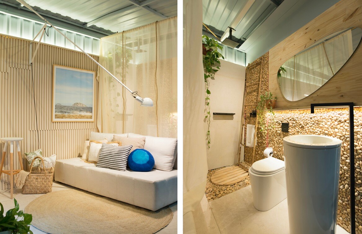 Ambientes sala e banheiro decorados com Tintas Coral casacor 2020 Ceará.