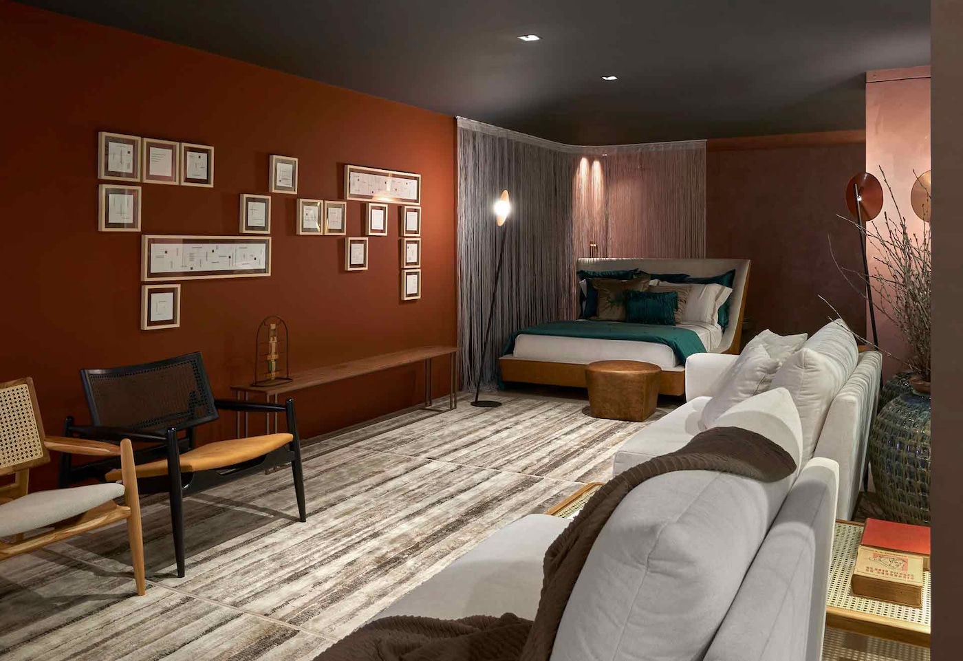 Quarto decorado com paredes Tintas Coral casacor 2020 Minas Gerais.