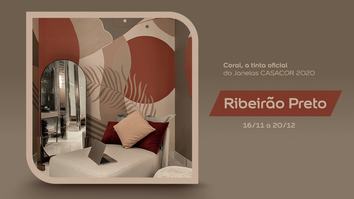 Banner de capa Coral a Tinta Oficial da Janelas casacor 2020 Ribeirão Preto.