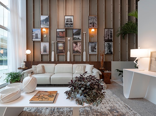 Sala decorada com tintas Coral casacor 2020 Santa Catarina.