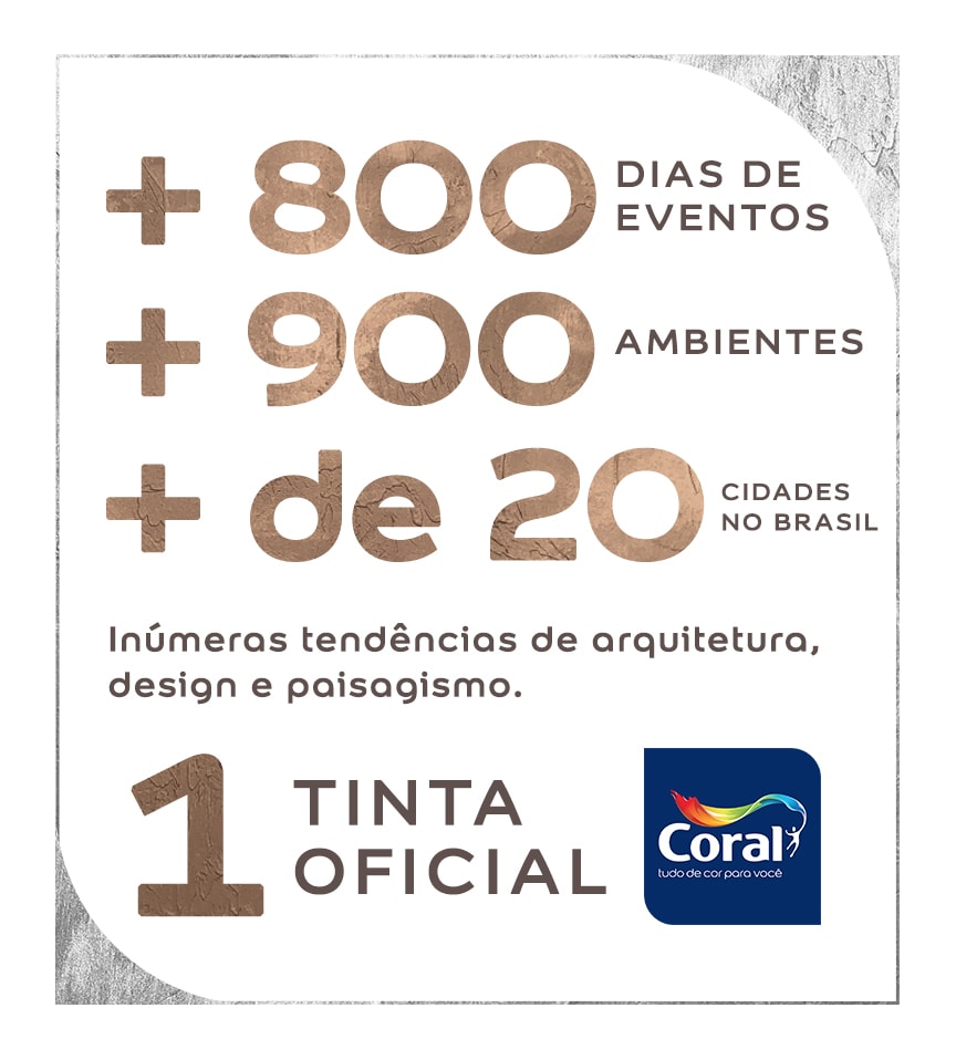  Banner com inúmeras tendências de arquitetura, design e paisagismo. Coral a tinta oficial.