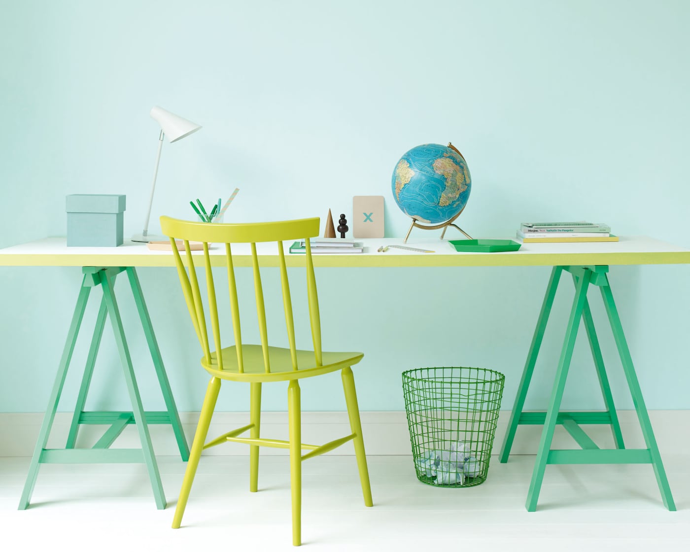 Lernbereich für Kinder in Grüntönen