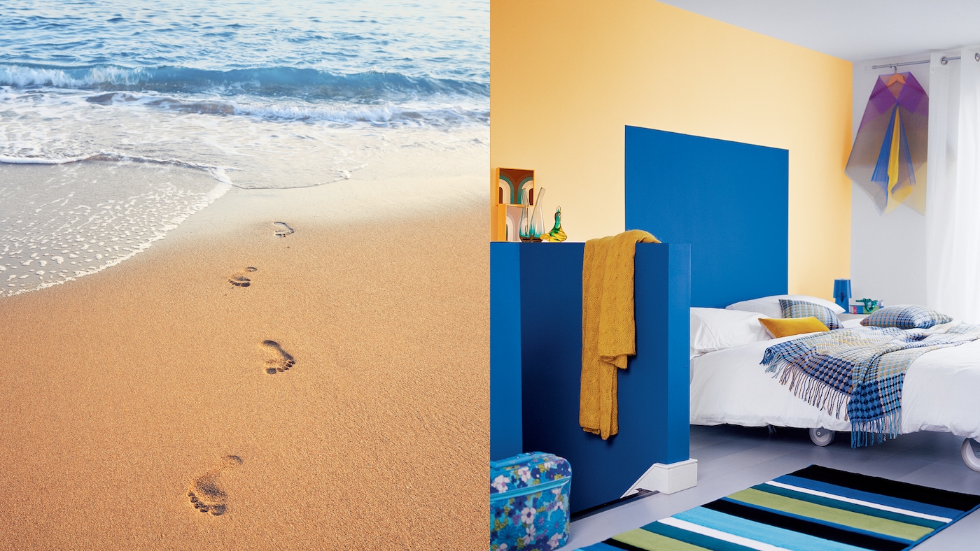 Bring that holiday feeling home with you by painting your walls in cheerful beach-inspired colours.