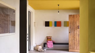 Mix it up with a bright feature ceiling