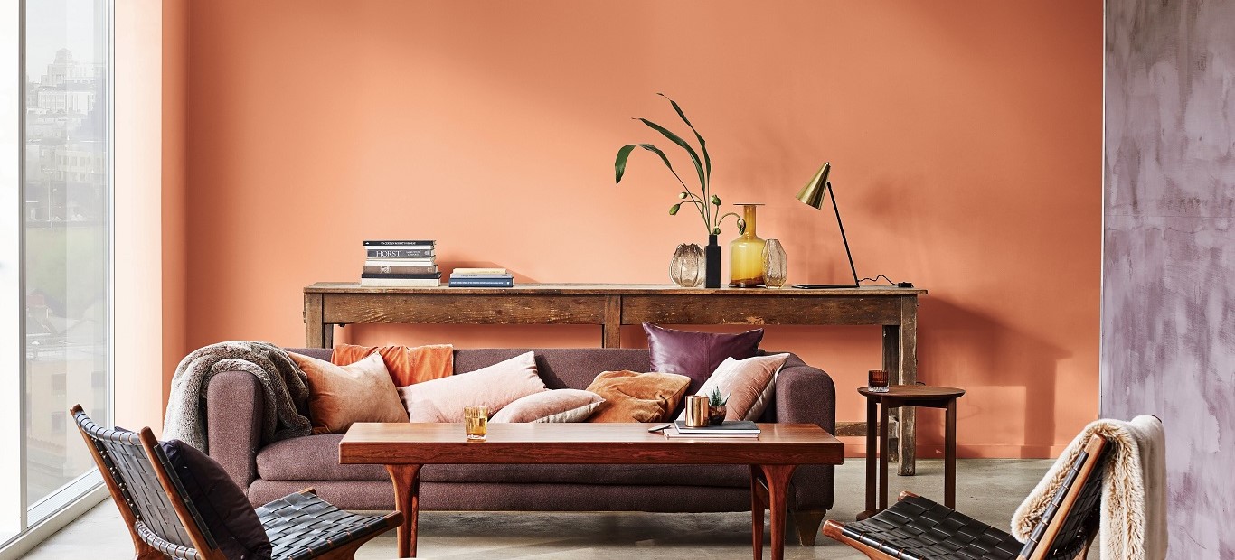 Living room with luxurious retro colour