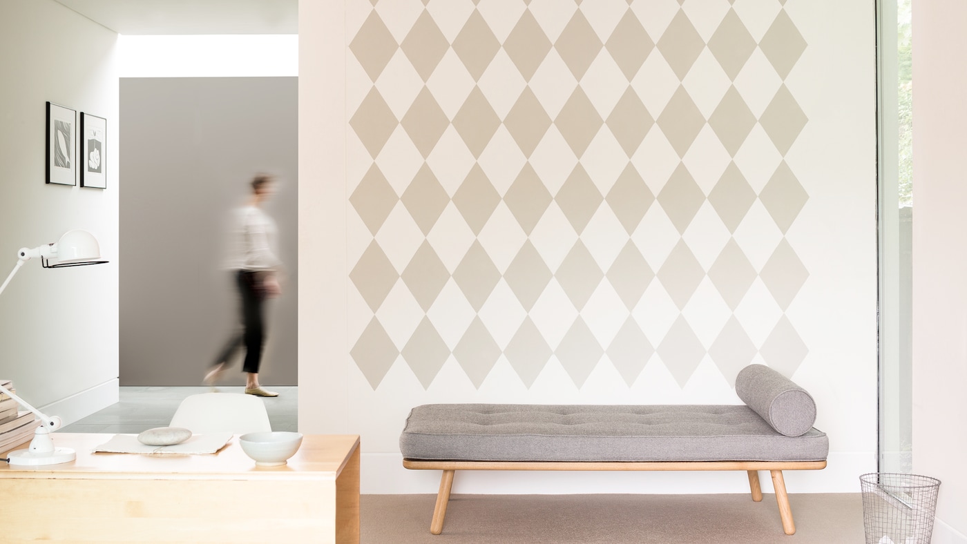 If you’re feeling really playful, graphic diamonds or colourful spots are great for adding a designer-style feel to your wall decor.