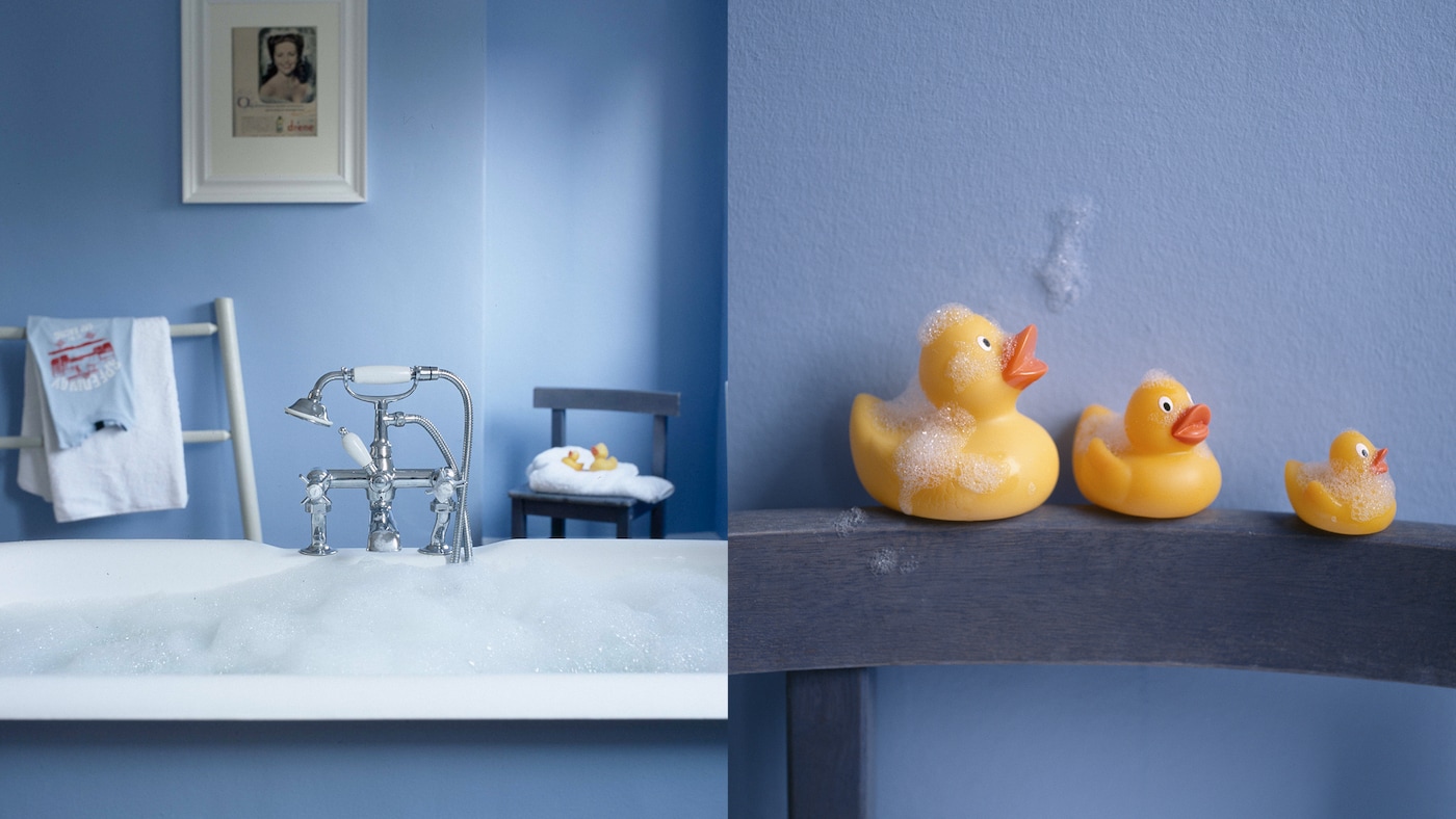 Create a calming blue bathroom