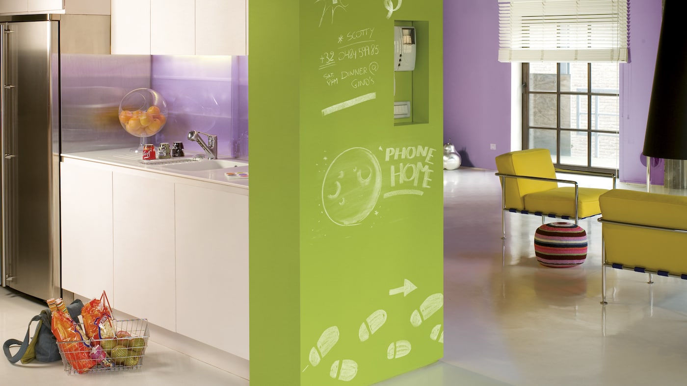 Contrast hard surfaces with candy colours
