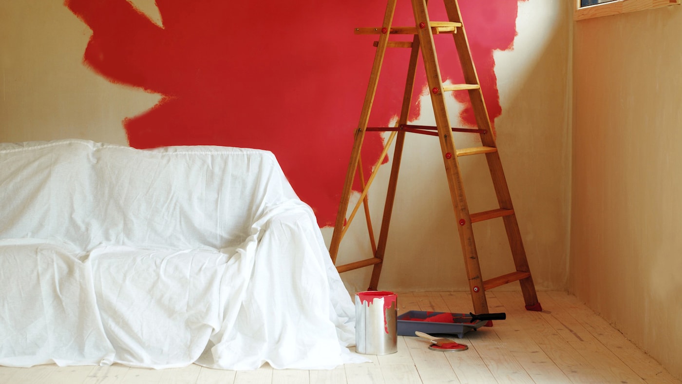 Protect your room when decorating with dustsheets to cover furniture that can’t be moved.
