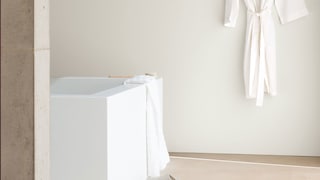 Use crisp white for a calm bathroom