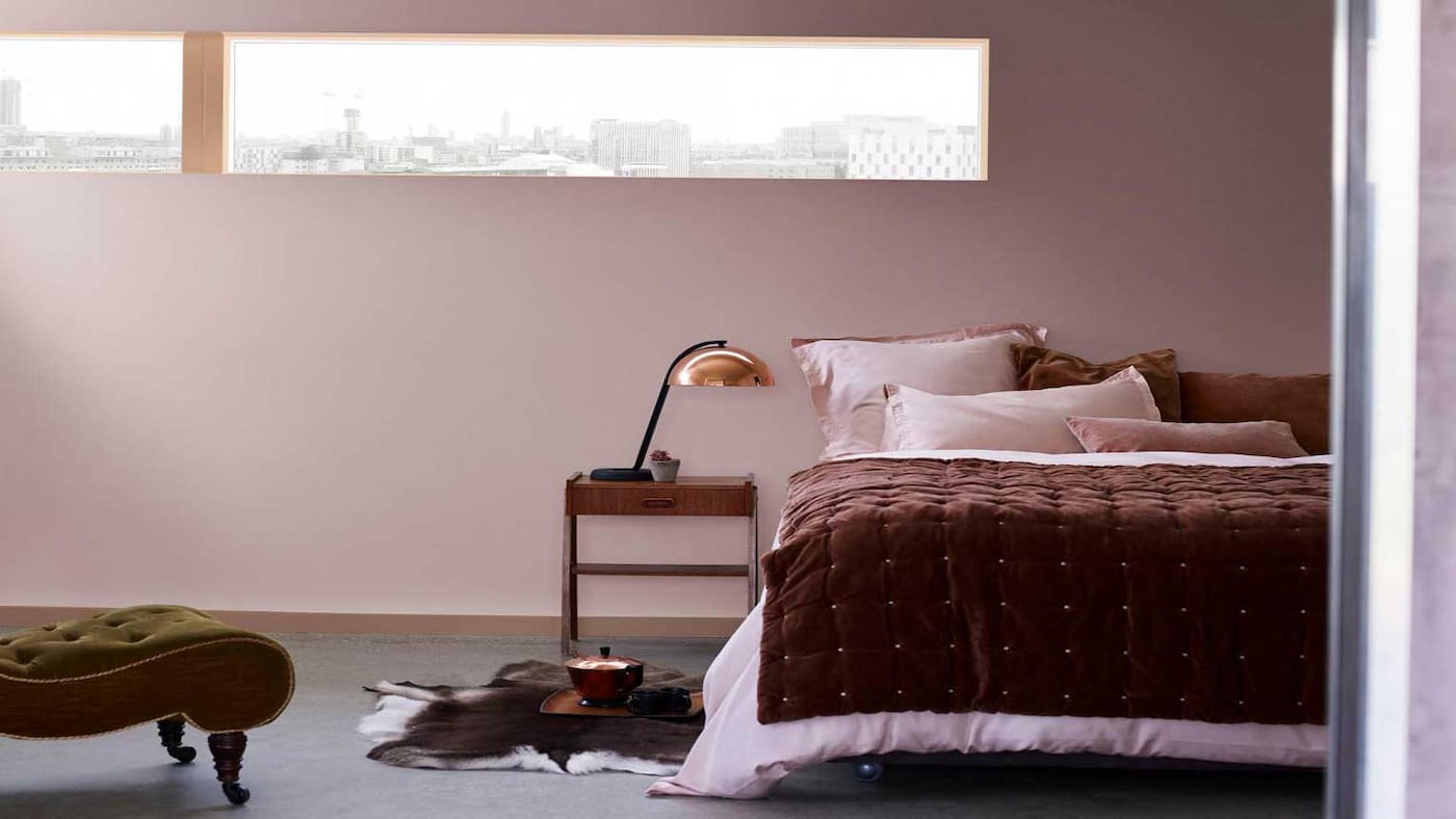 Bedroom painted Heart Wood and terracotta