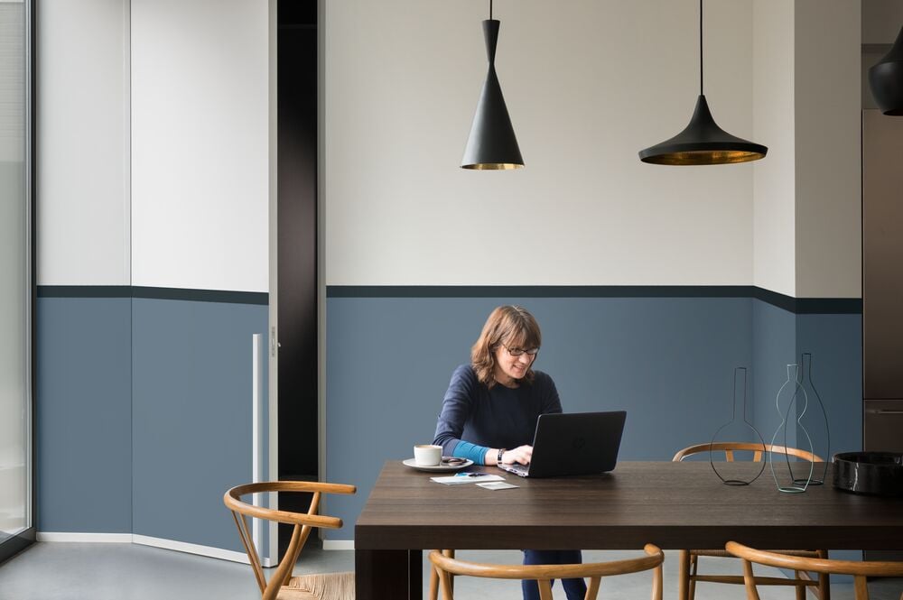 Blue wall living room
