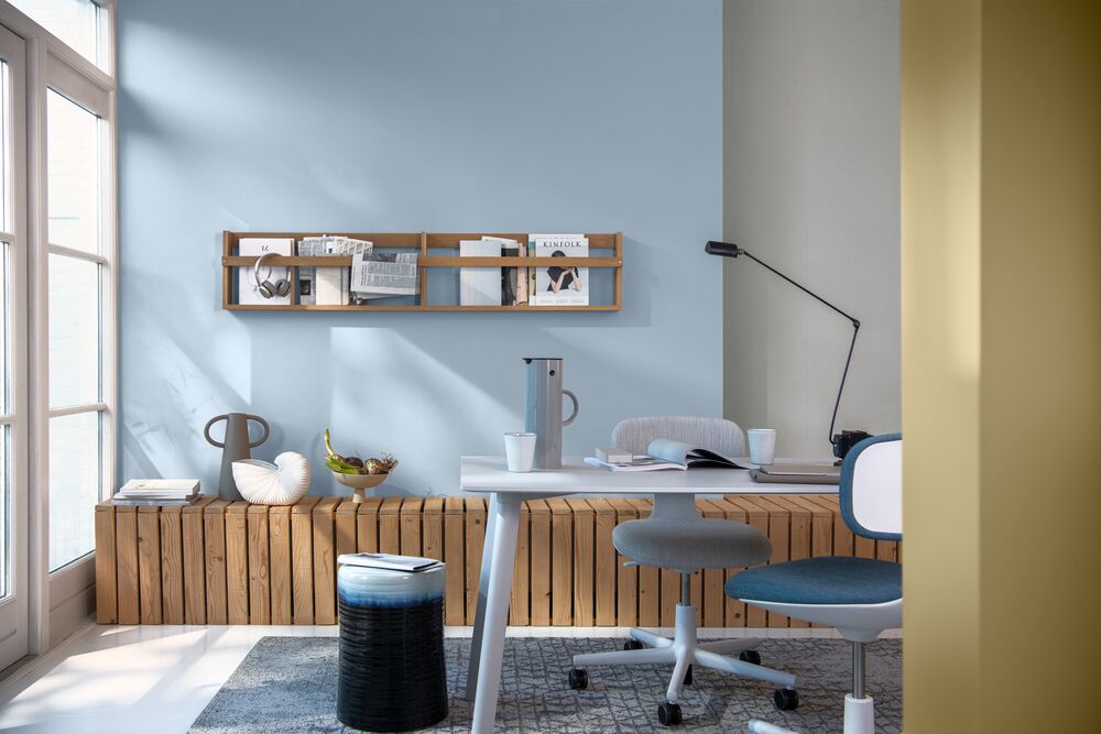 Blue shade home office