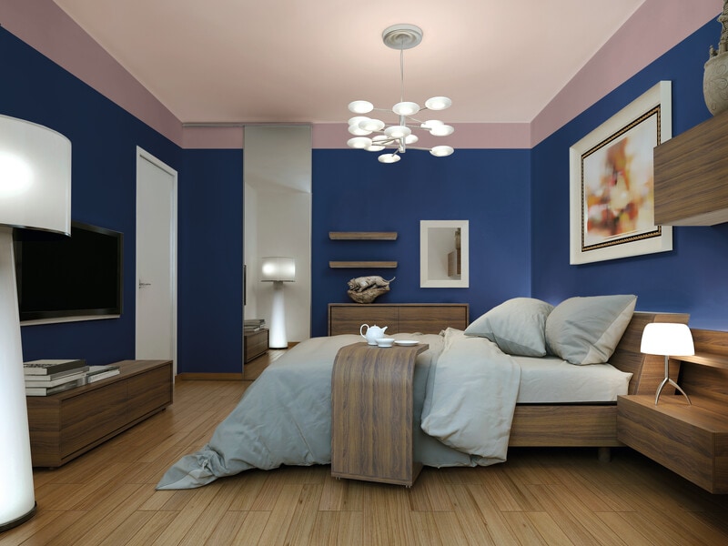 Indigo walls with wall decor