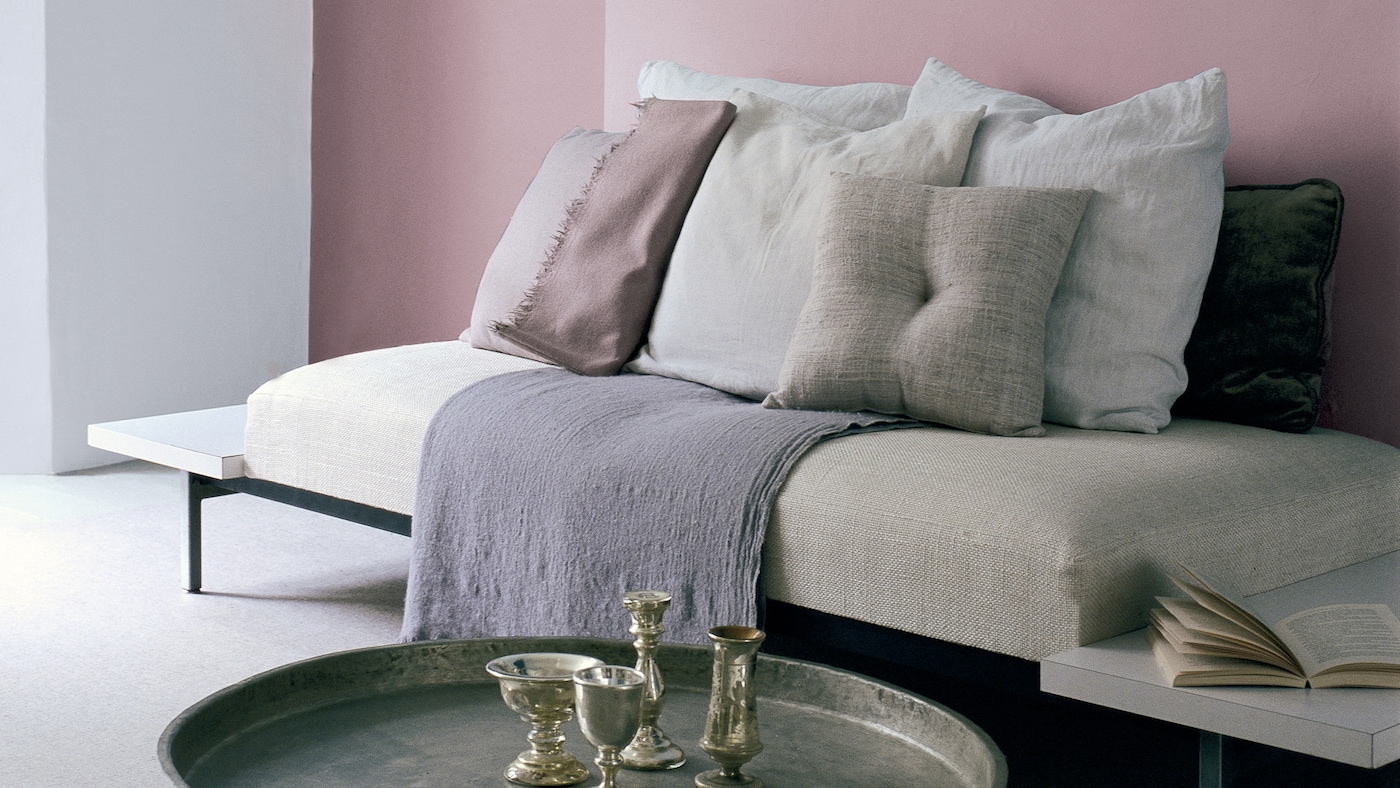 If you’re in need of a bit of calm, pale greens and violets will create a soothing scheme 