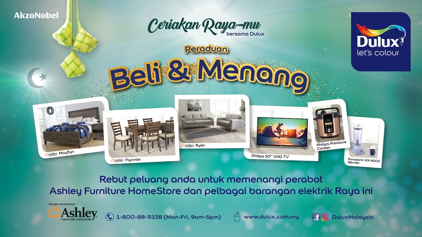 That’s it! Complete these steps and you’ll be in the running to win prizes from Ashley Furniture HomeStore and electrical appliances!