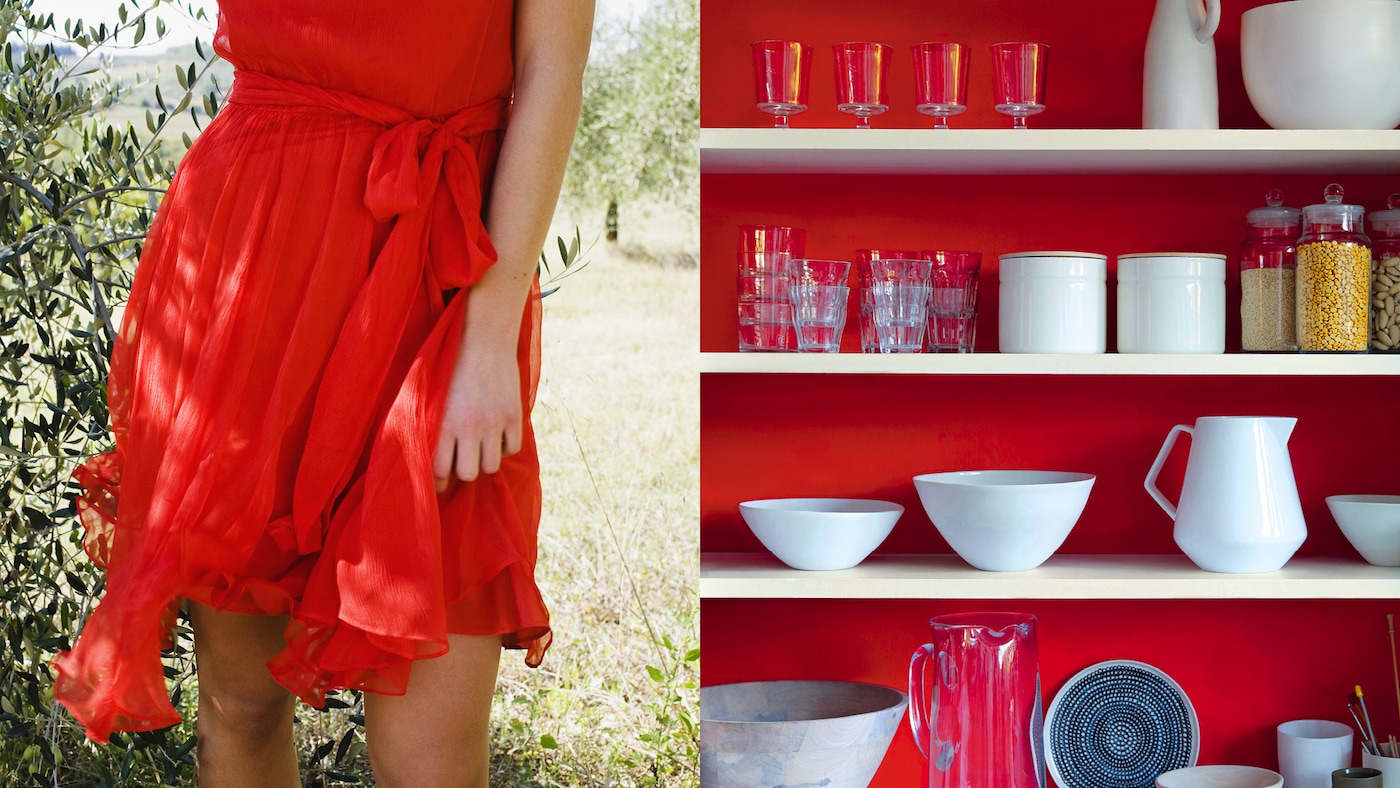 Your little red dress or favourite blue shirt could be the key to your decorating scheme as well as your outfit.