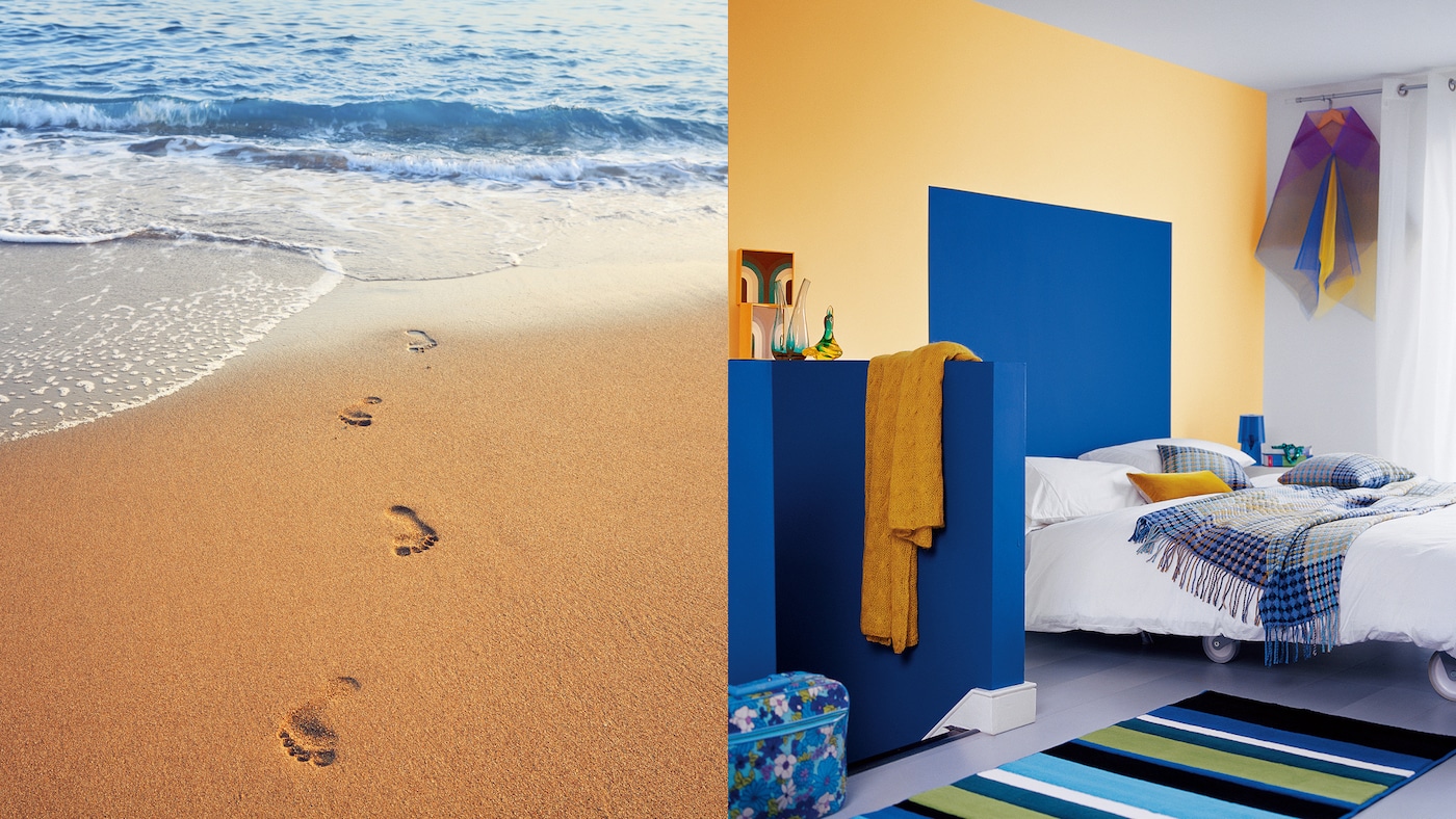Bring that holiday feeling home with you by painting your walls in cheerful beach-inspired colours.