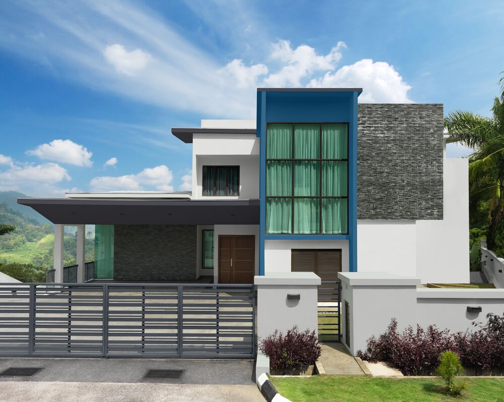 grey exterior walls