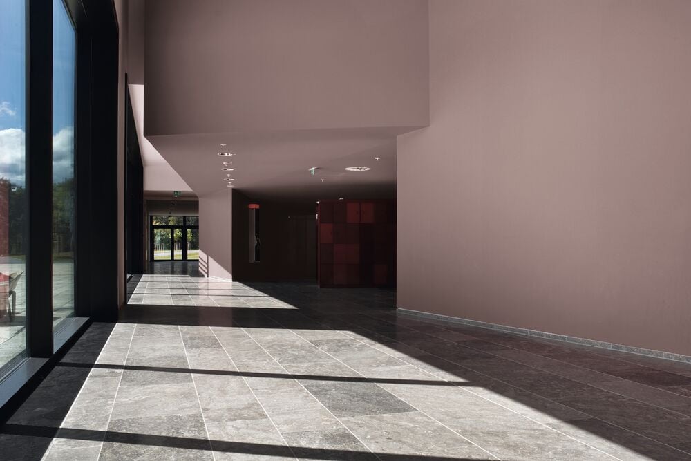 purple in entrance hall