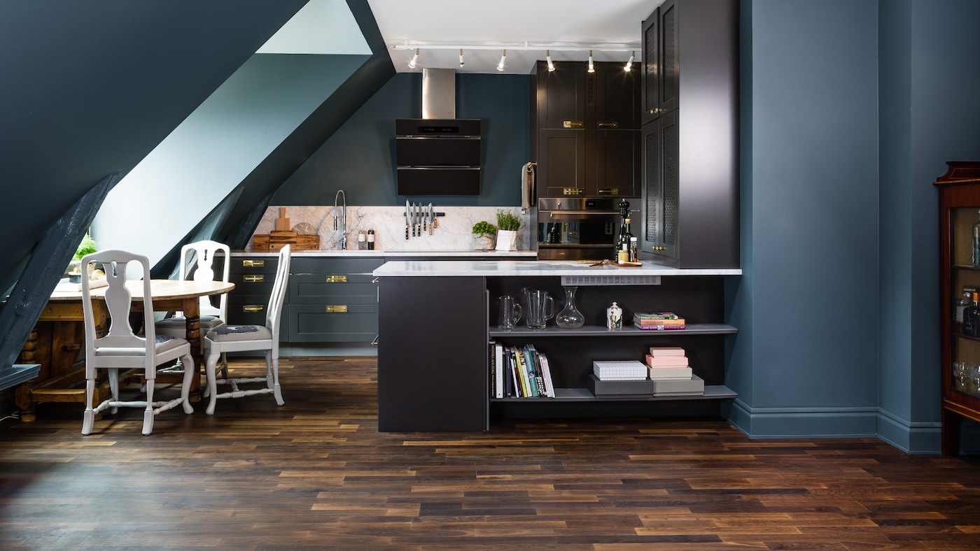 Aranżacja salonu z kuchnią
