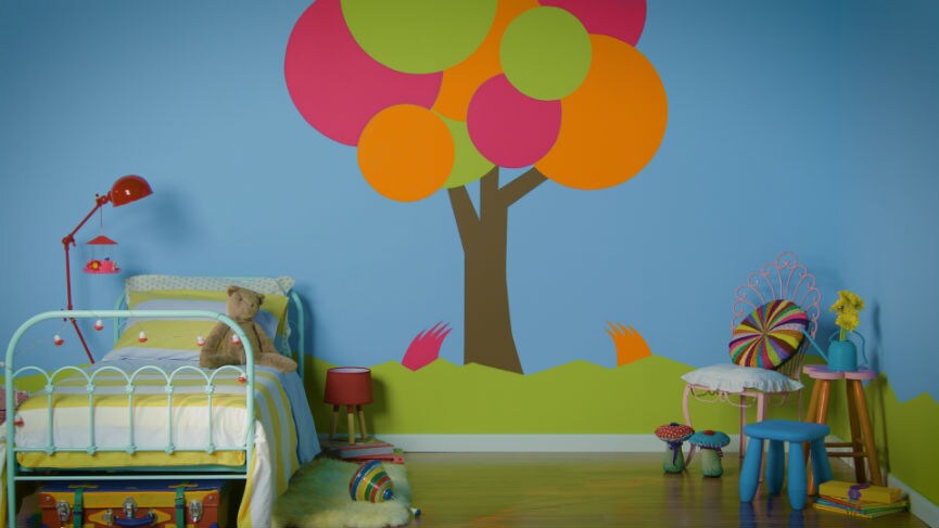 Stwórz swojemu dziecku pokój inspirowany filmem Trolle. 