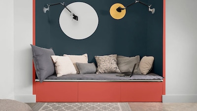 Salon w modnych kolorach Dulux Ambiance Ceramic z palety TRENDY IDEAS