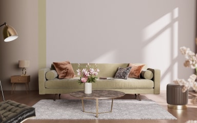 Salon w kolorach Dulux Ambiance Ceramic z palety NEUTRAL COLOURS