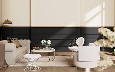 Nowoczesny salon w kolorach Dulux Ambiance Ceramic z palety NEUTRAL COLOURS