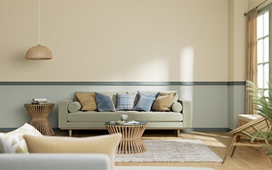 Salon w kolorach Dulux Ambiance Ceramic z palety NEUTRAL COLOURS