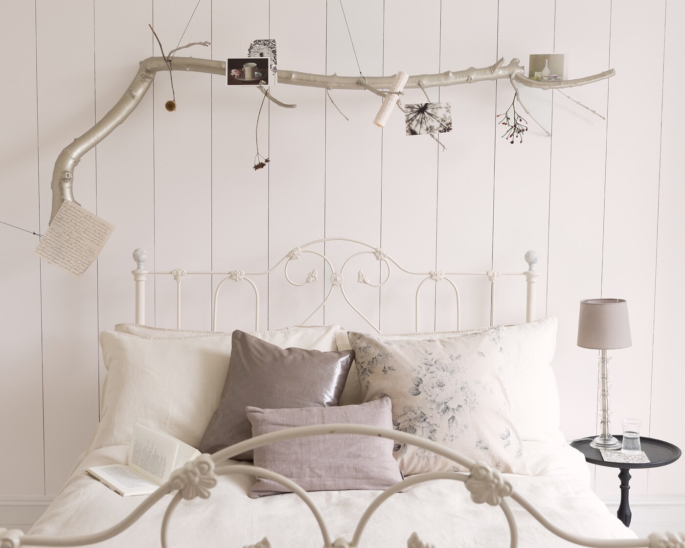 Create a feeling of serenity with dove grey and a touch of dusk rose.