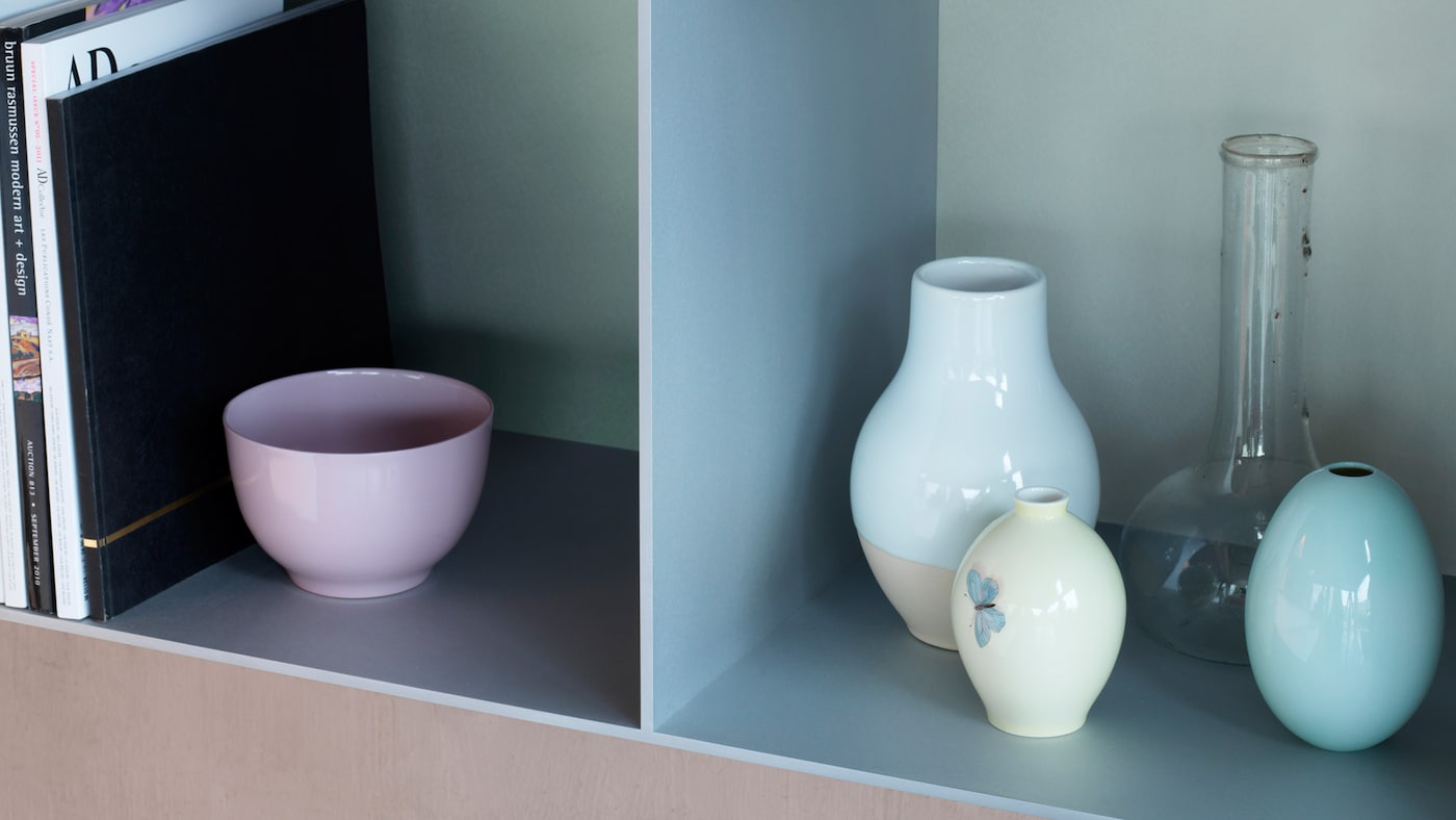 Add a burst of brightness to your daily life with colourful shelves.