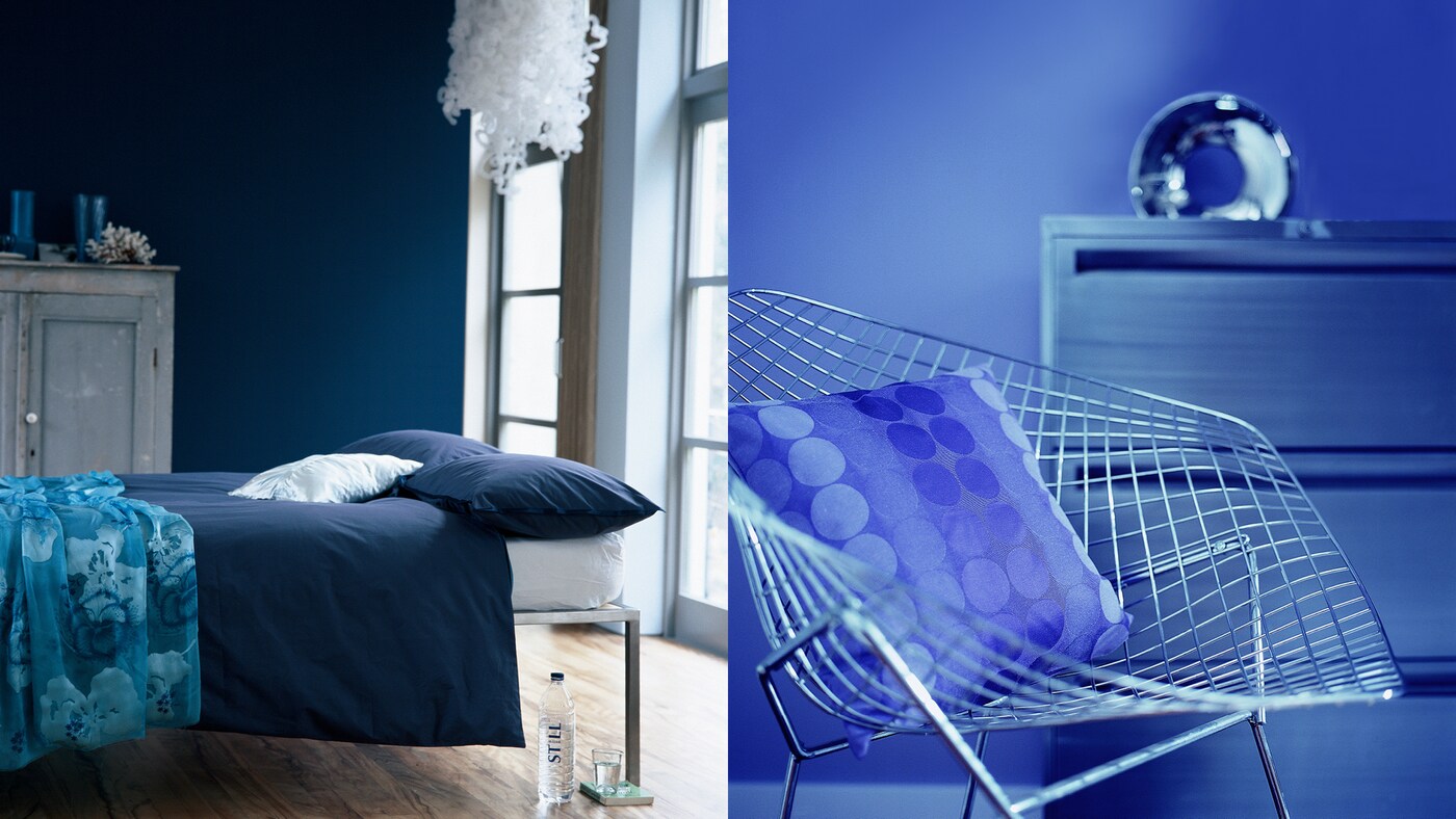 Take your cue from the night sky and paint your walls in darkest blue for a moody, mysterious bedroom scheme that’s also pleasing and cosy.