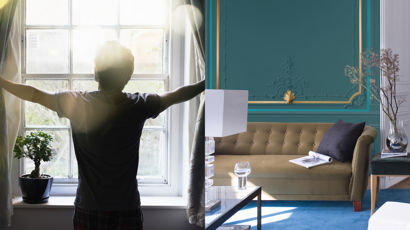 Rooms that catch the sunrise see the most variations in light throughout the day. At dawn the light has a slight pinkish tinge to it, which quickly turns more blue as the morning progresses.