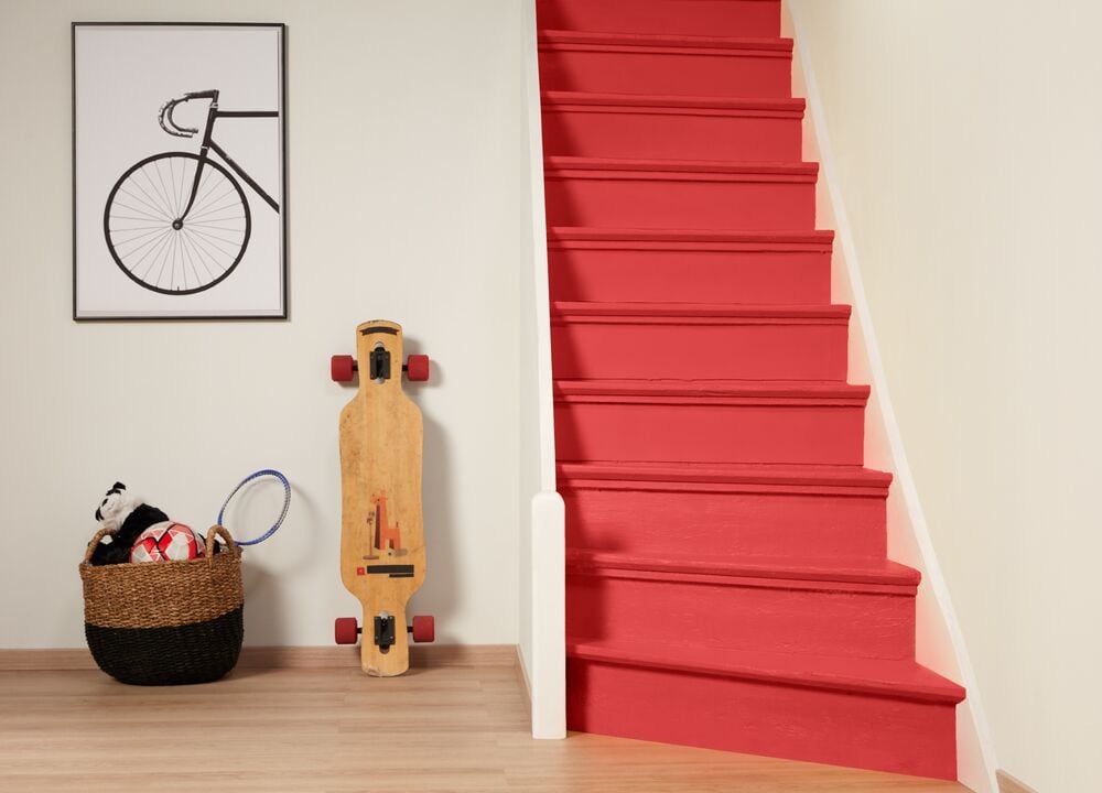 red and neutral walls