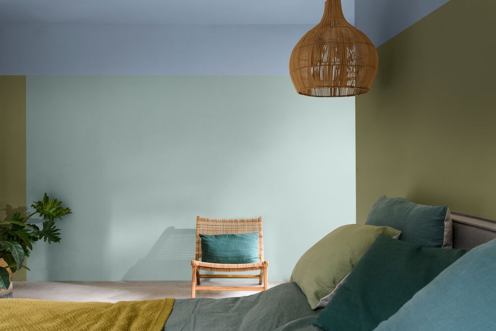 shades of blue on walls in living room