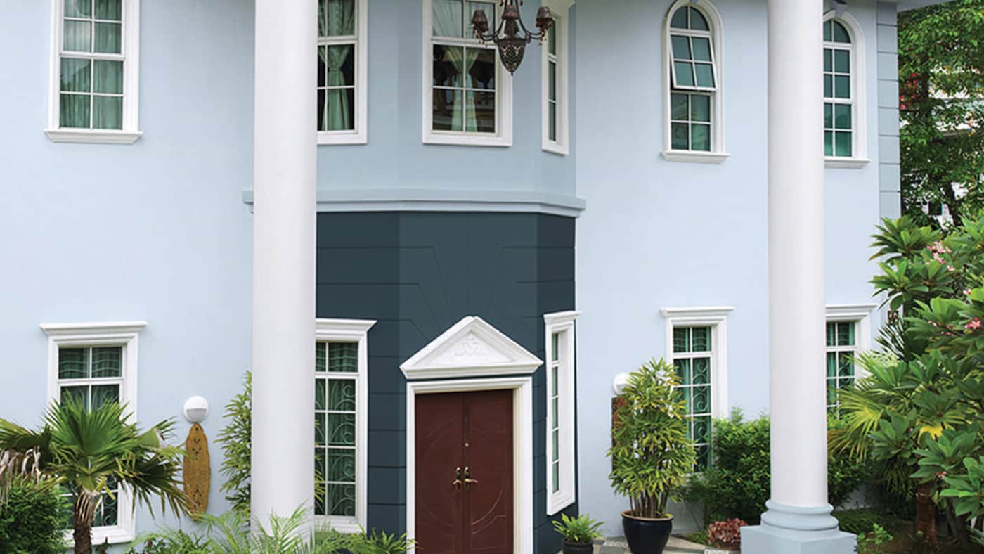 บ้านภายนอกสีฟ้า