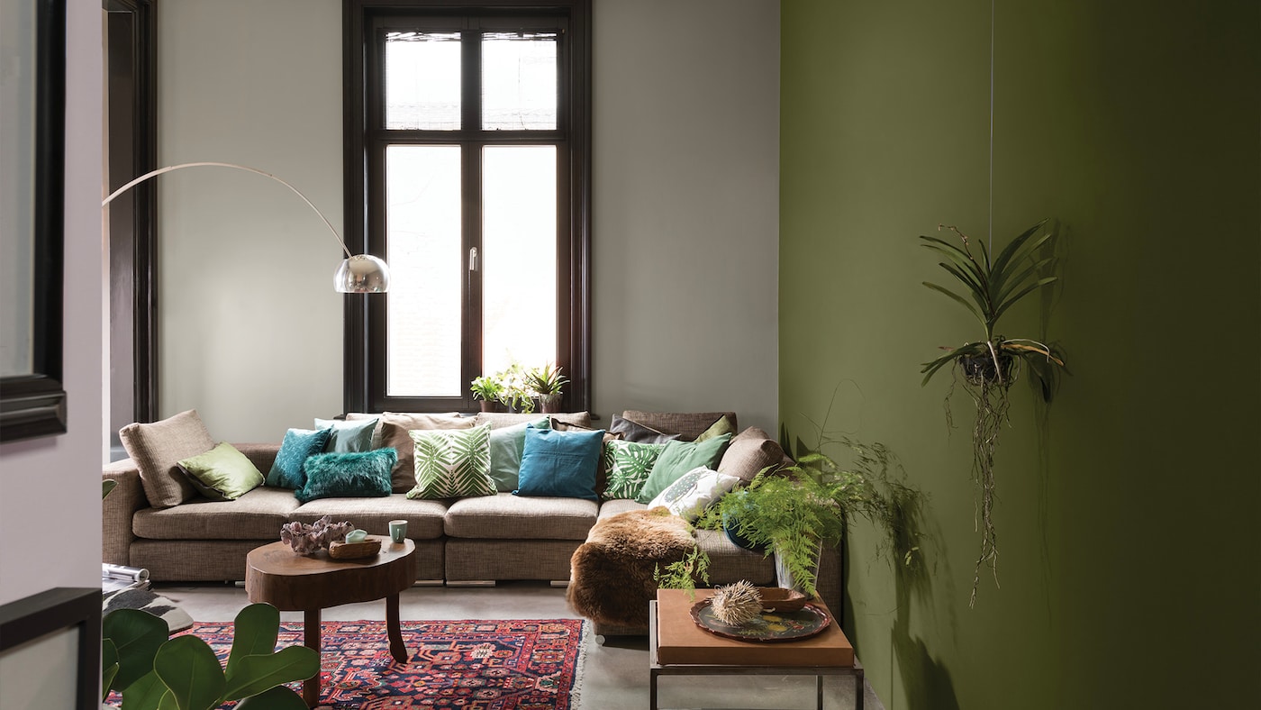 ห้องนั่งเล่นโทนสีเขียว