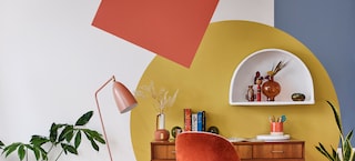 Create a colourful, creative, graphic wall mural with Simply Refresh one-coat paint. 