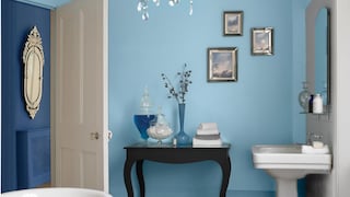 Soften cool blue with soothing neutrals