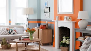 Use zingy orange accents to jazz up cool grey