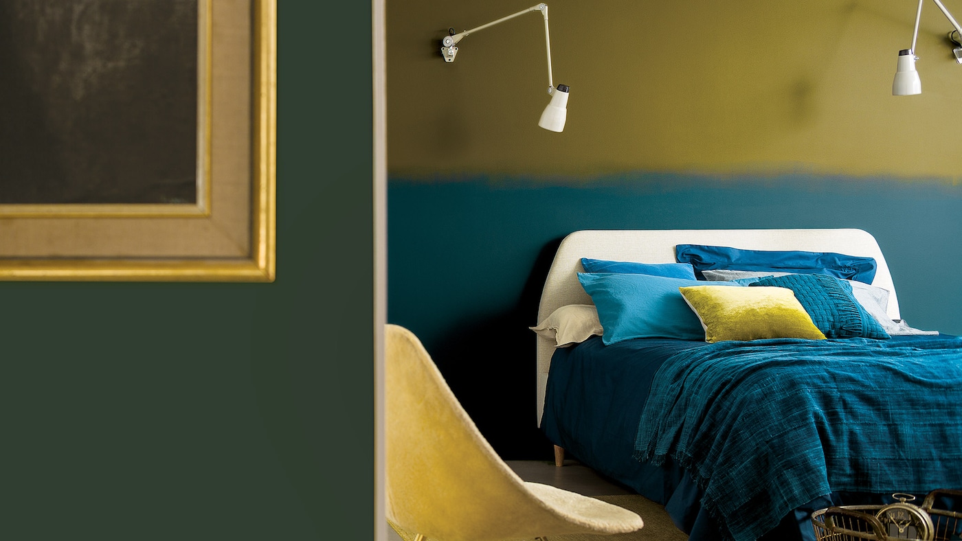 Phòng ngủ màu xanh ngọc lục bảo