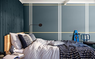 Black and blue bedroom